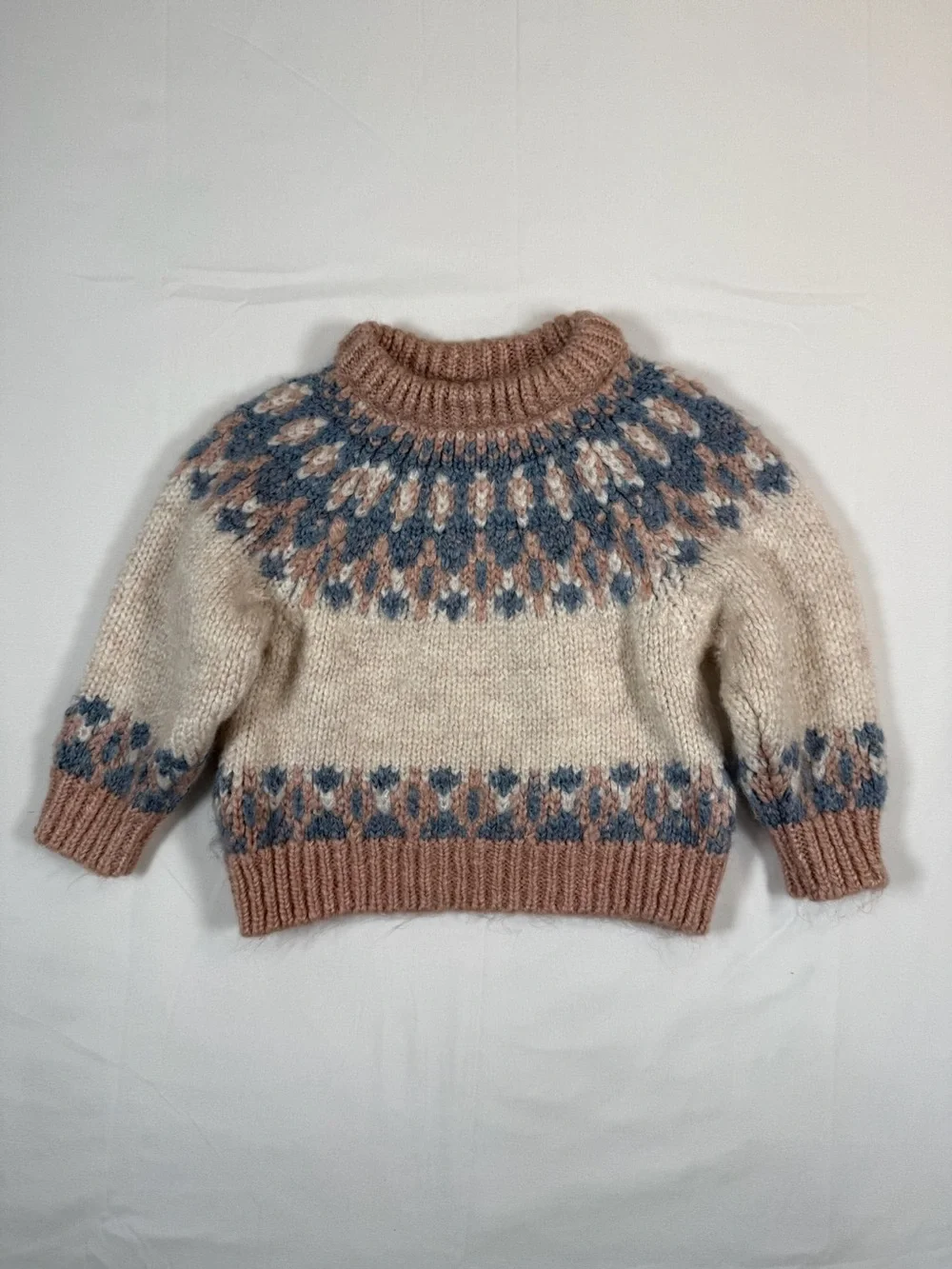 ZARA Baby Girls Fair Isle Knit Sweater Size 6-9 Months Cozy Nordic Cottagecore